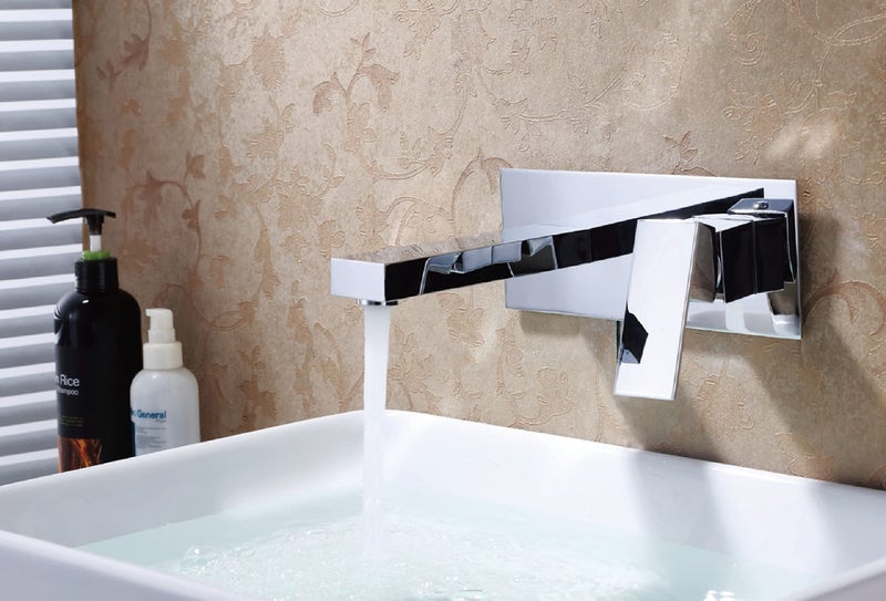 sumerain Wall Mount Bathroom Faucets, Vessel Sink Faucet Chrome Solid Brass Rough in Valve Included, SUMERAIN - Image 3